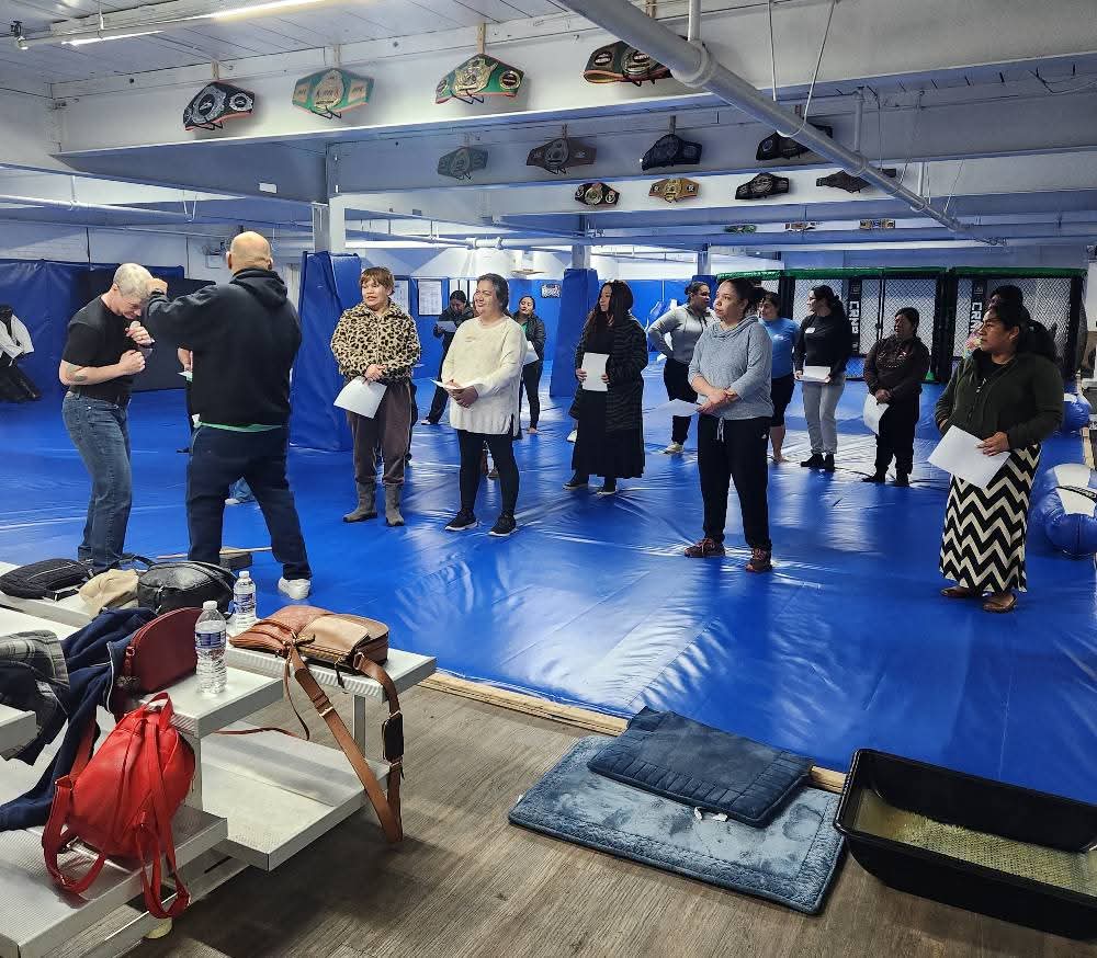 Leonardo Lechuga teaching the women’s self-defense seminar at North Georgia Hayastan MMA Academy in Dalton, Georgia